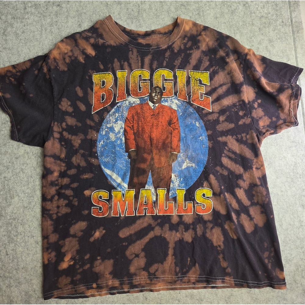 Notorious BIG Biggie Smalls Tie Dye Graphic T-Shirt Mens XL Brown Black Hip Hop